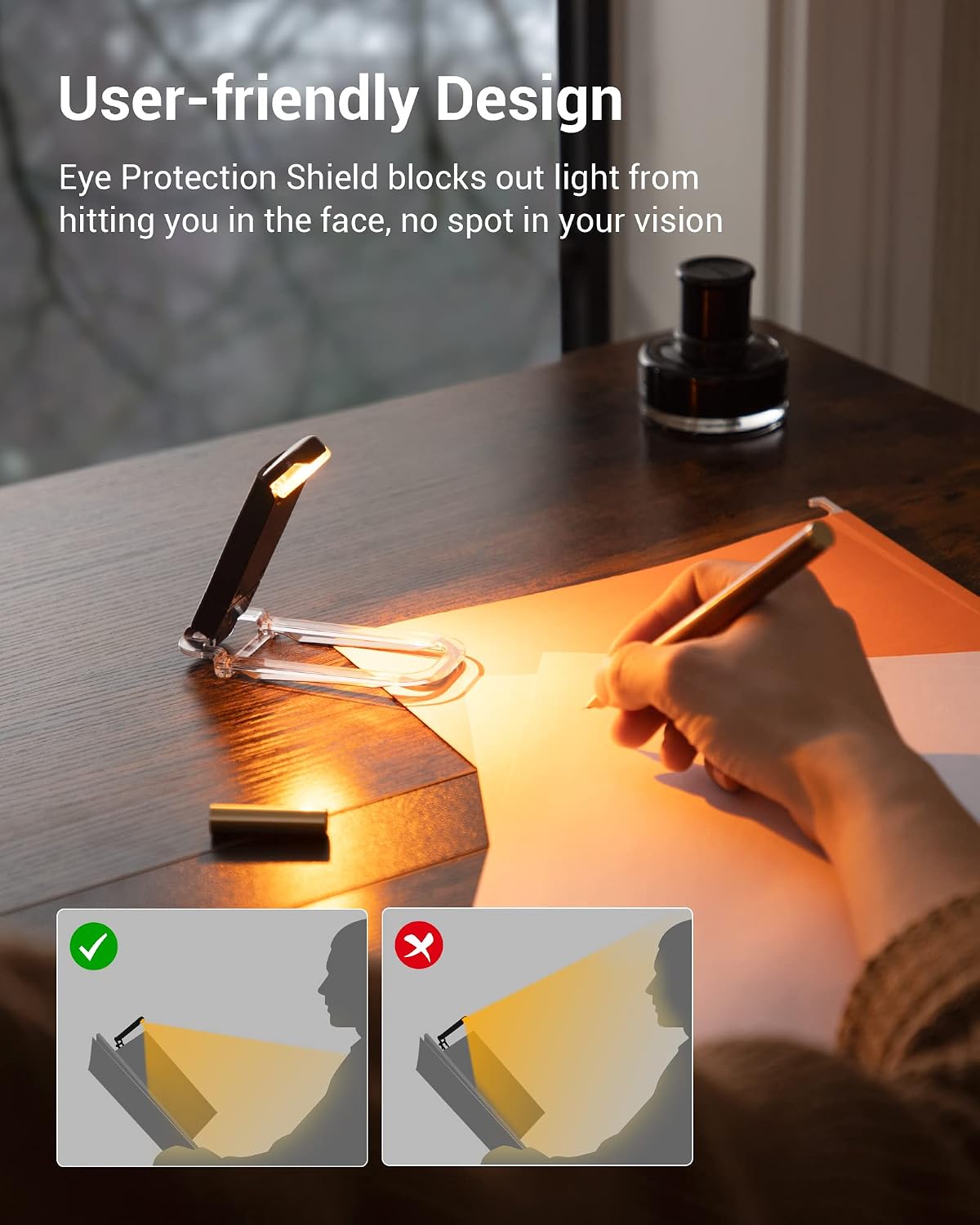DEWENWILS Book Reading Light, Amber Warm Clip On LED with 3 Adjustable Brightness for Eye Protection, Rechargeable USB, Perfect for Bookworms, Kids (White)