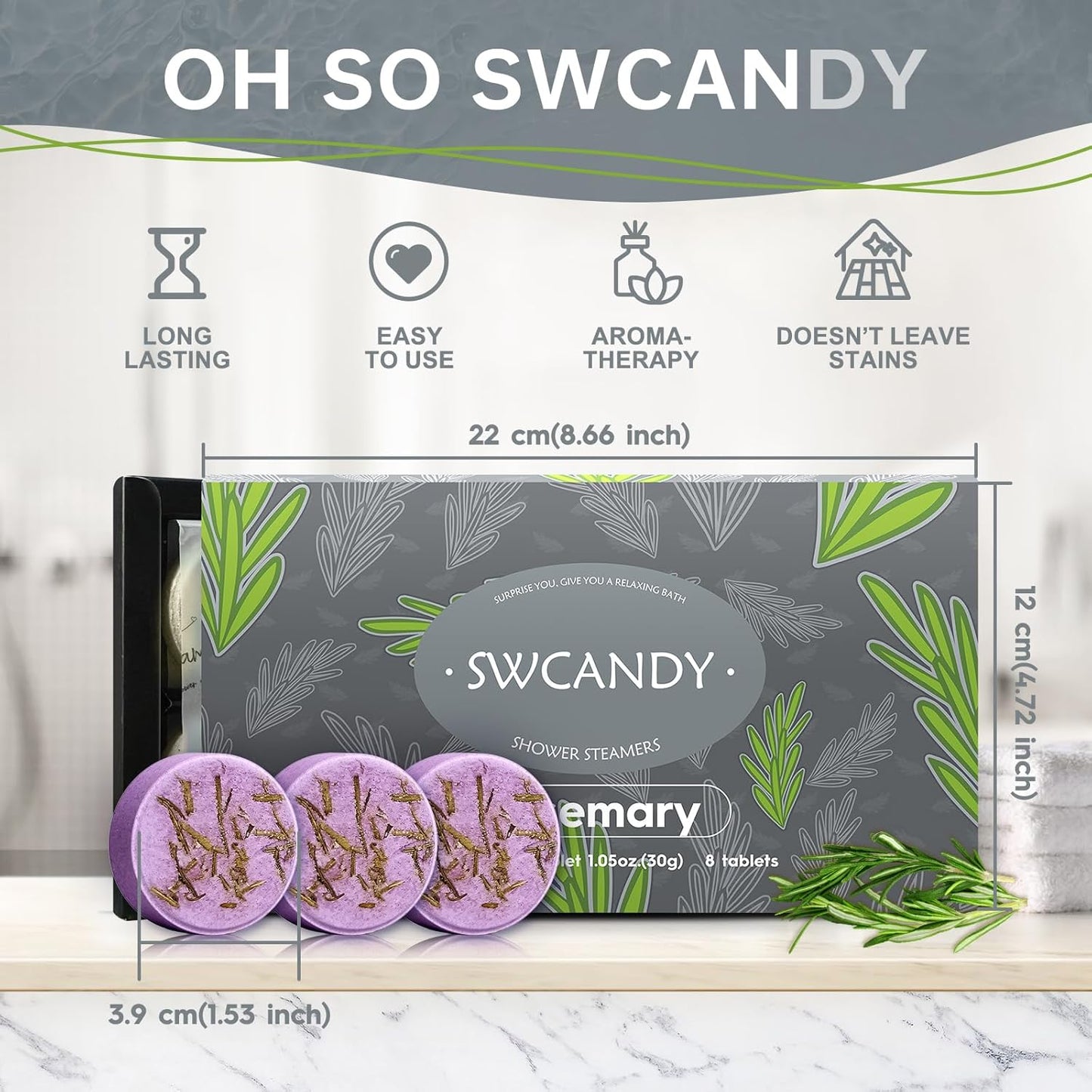 Shower Steamers Aromatherapy Birthday Gifts for Women - SWCANDY 8 Pcs Travel Essentials, Hotel Shower Spa Holidays Mom Wife Grandma Sister Her Self Care Relaxation with Natural Essential Oils Home