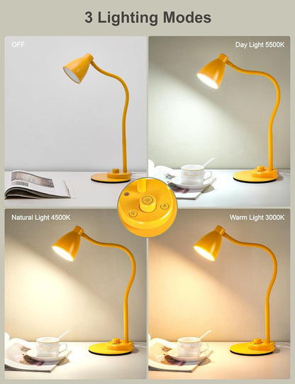BOHON LED Desk Lamp with USB Charging Port 3 Color Modes Dimmable, Black