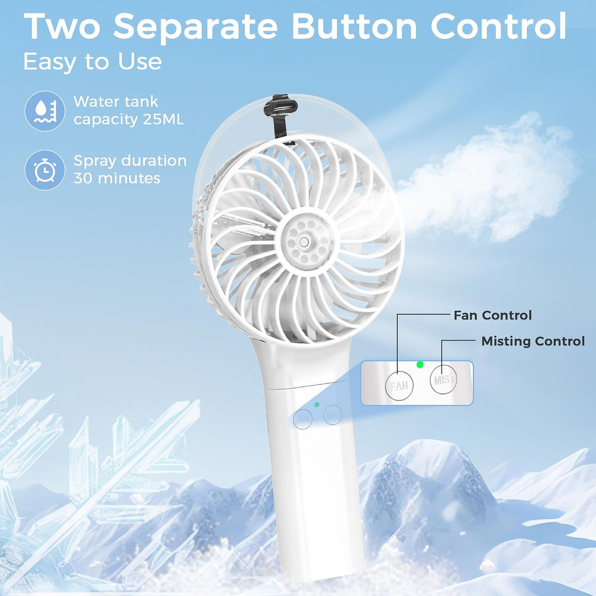 Portable Handheld Misting Fan, Nano-Mist Humidifier for Skincare & Makeup, 180° Foldable Desk Fan, Rechargeable Water Spray Fan for Disney Beach Cruise Essentials, Summer Gifts for Women Man Girls