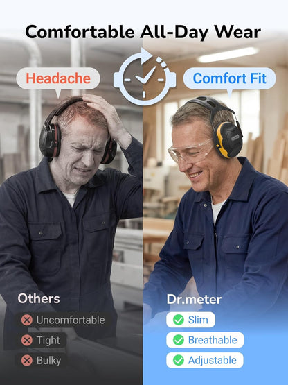 Dr.meter Ear Protection Ear Muffs, Noise Cancelling Headphones for Adults Kids 31dB Earmuffs for Noise Reduction, Hearing Protection for Shooting Gun Range, Mowing, Monster Jam, Sensory, Fireworks