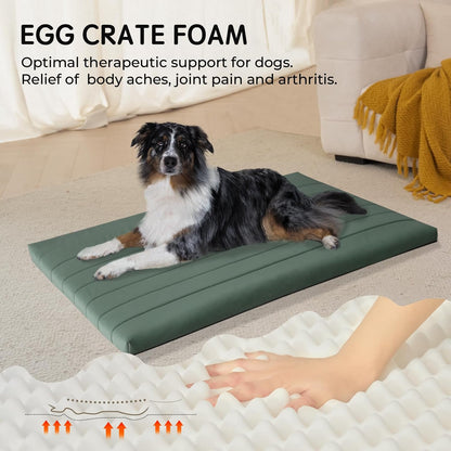 BALANCE Dog Crate Bed, Orthopedic Dog Bed Pad with Waterproof Liner, Washable Crate Foam Pet Mat for Large, Medium, Puppy Dogs Breeds, Mint Leaf, 36“x23”x1.6“