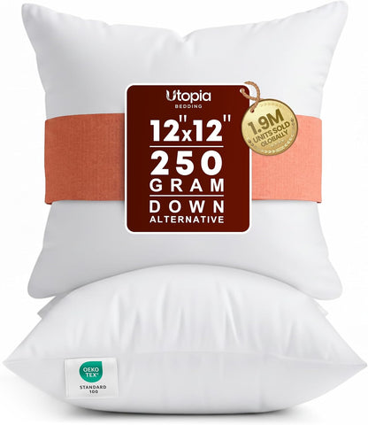 Utopia Bedding 12x20 Pillow Inserts, Set of 2, White – Indoor Decorative Throw Pillows for Bed, Sofa & Couch – Soft, Supportive & Fluffy Cushion Inserts
