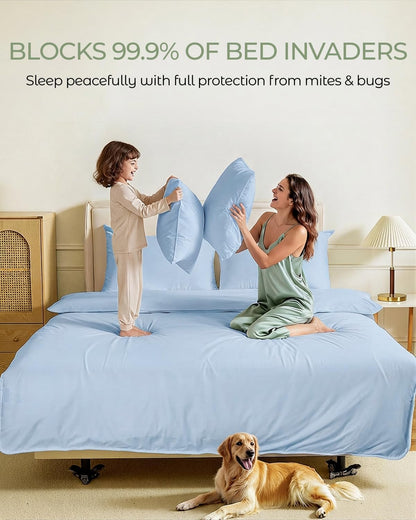 FAUNNA 100% Cotton Pillow Protectors, Bed Bug Proof, Hypoallergenic, Featuring Antimicrobial Product Protection for Enhanced Freshness, Premium Breathable Zippered Protectors(Standard Size, 4 Pack)