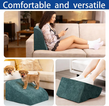 Foot Rest for Under Desk at Work, Ergonomic Under Desk Footrest with Washable Cover for Office, Home & Gaming Leg Elevation Pillow Black