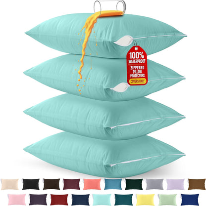 Utopia Bedding Premium 100% Waterproof Pillow Protectors with Zipper Standard Size (Set of 4), Bed Bug and Dust Mite Proof Zippered Pillow Covers, Pillow Encasement Cases, Gray