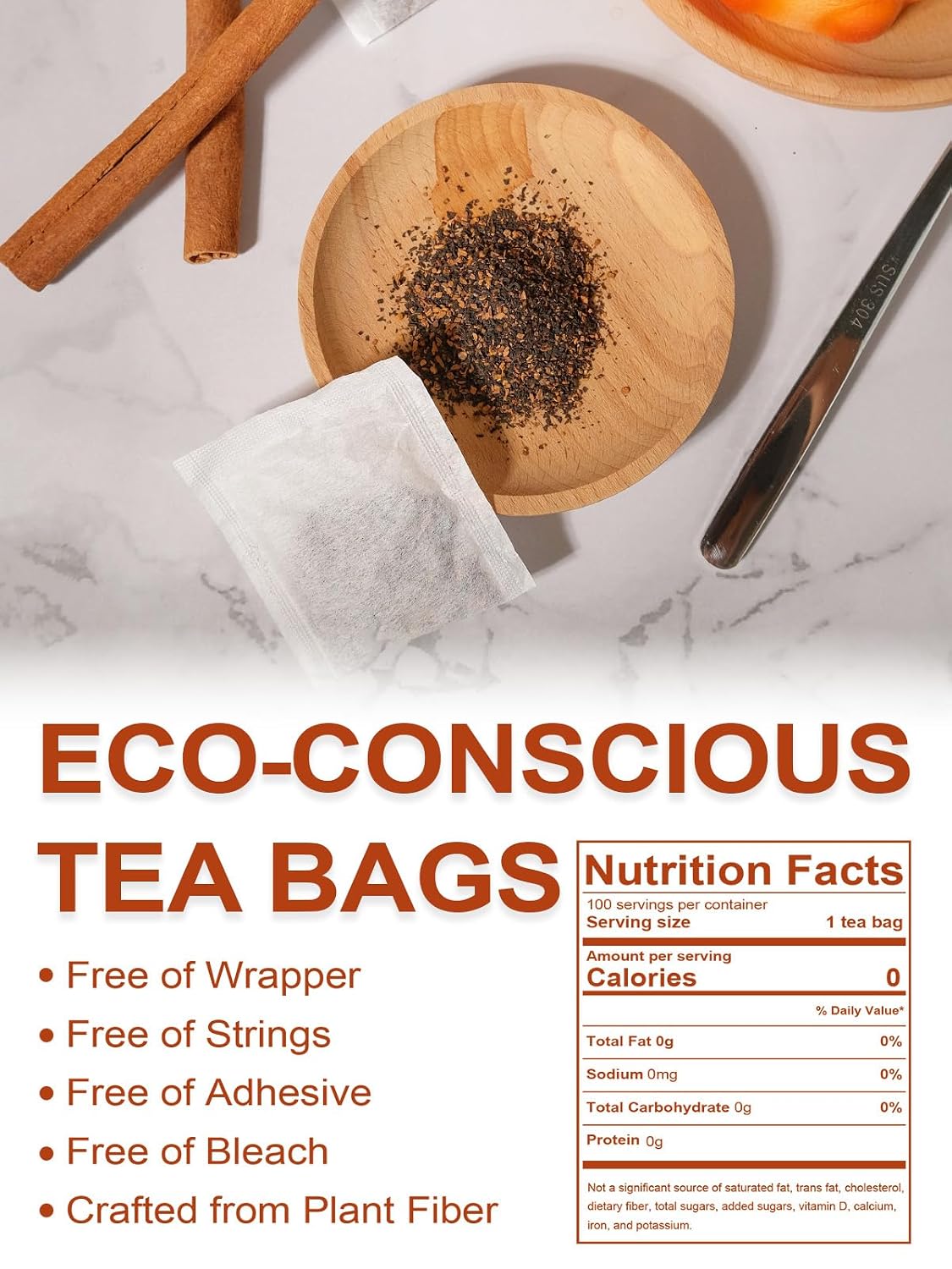 TeeLux 100ct Cinnamon Black Tea Bags, Black Tea Blend with Natural Cinnamon