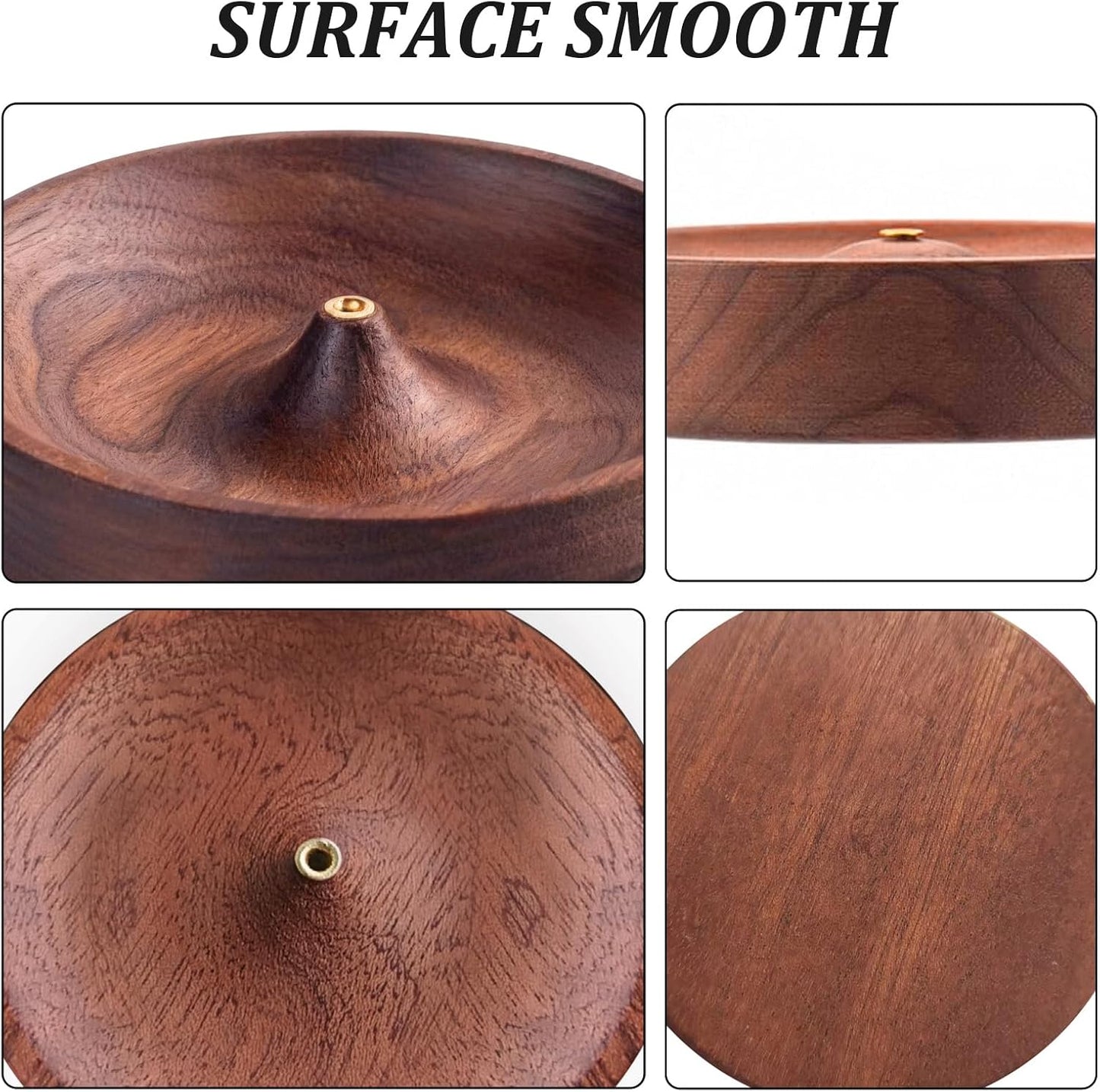 Incense Holder,Black Walnut Hand - Crafted Round Burner for Sticks with Ash Catcher,Perfect for Relaxation at Home, Yoga,Spa & as a Gift(3.5 * 3.5in) (1)