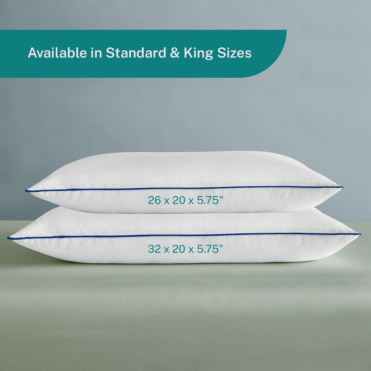 Sleep Innovations 2-in-1 Memory Foam Pillow and Alternative Down Fiber Fill, Standard Size, Side, Stomach, and Back Sleepers, Soft-to-Medium Support