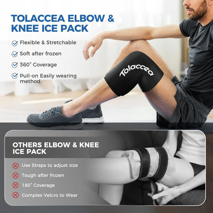 Tolaccea Hot & Cold Therapy Flexible Ice Packs Cold Therapy Compression Sleeve Reusable Gel Pack for Injury Cold Wrap for Knee Calf Elbow (Large (Pack of 1), Blue)