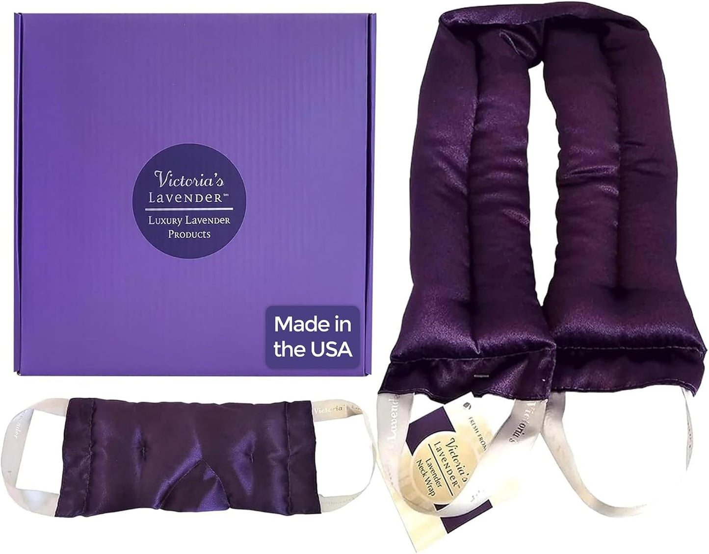 Victoria's Lavender Luxury Lavender Neck Wrap, Microwavable Neck Heating Pad, Aromatherapy Wrap for Men & Women, Filled with Lavender Buds & Flax Seed, Relaxing Spa Gift