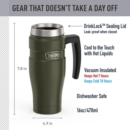 THERMOS Stainless King Vacuum-Insulated Travel Tumbler, 16 Ounce, Matte Steel