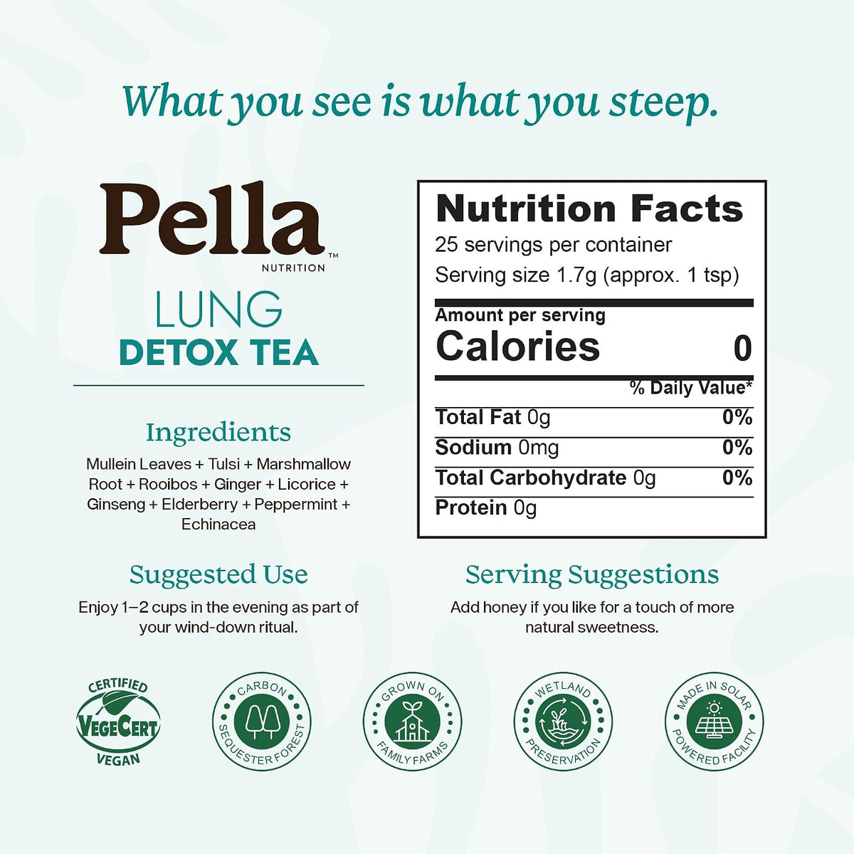 Pella Nutrition Lung Detox Caffeine-Free Loose Leaf Tea - 25 Servings