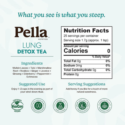 Pella Nutrition Lung Detox Caffeine-Free Loose Leaf Tea - 25 Servings