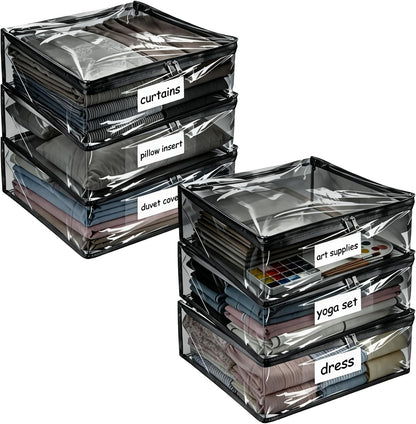 Plastic Storage Bags with Easy-Glide Zipper, Durable Clear Vinyl Zippered Storage Bags for Clothes Sweaters Comforters Blankets Sheets Bedding (15.7 x 13.8 x 3.9 Inch, Transparent White)