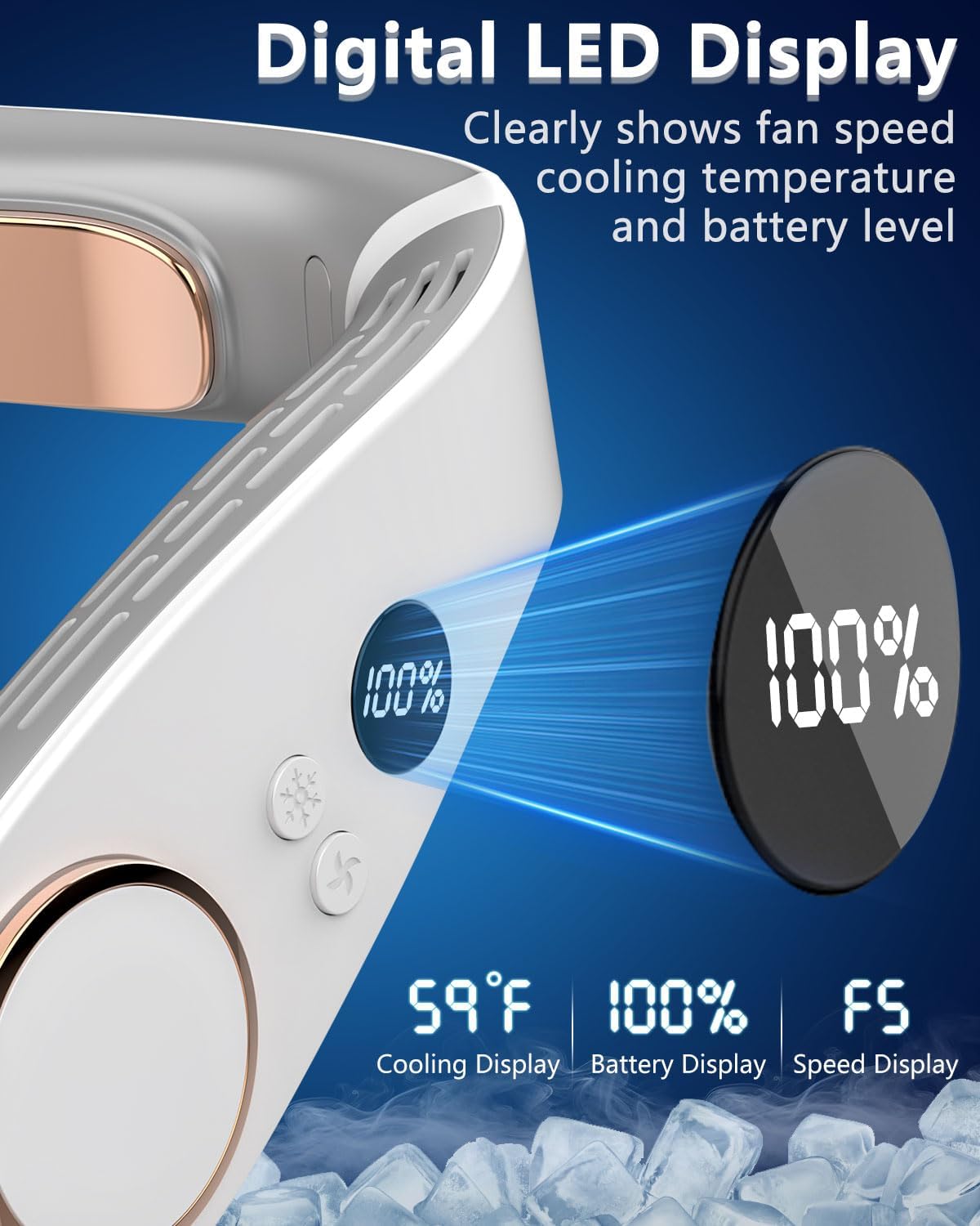 Neck Fans that Blow Cold Air Rechargeable,Portable Neck Fan Air Conditioner Battery Powered,Metal Cooling Plate Personal AC,Leafless Wear Round Hanging Neck Coolers for Hot Weather Flashes