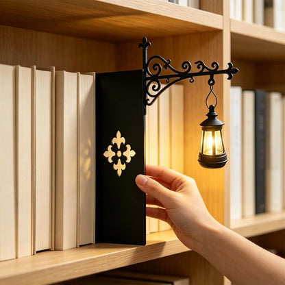 Library Lantern-Decorative Bookshelf Lighting, Mini Bookshelf Lamp Slides Between Books, Warm Amber LED Nook Light & Bookshelf Lantern for Book Nook, Shelf Decor Gift for Book Lovers(Reading Ghost)