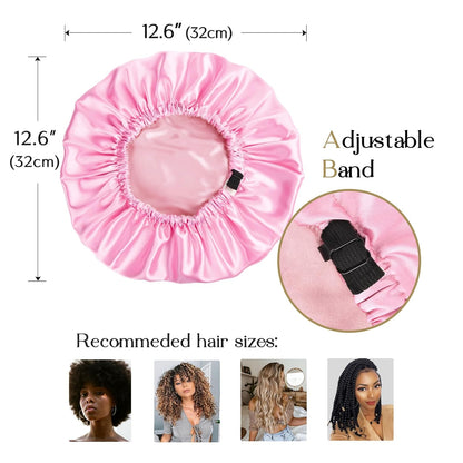 YANIBEST Adjustable Satin Bonnet Double Layer Hair Bonnet for Sleeping Bonnets for Women Hats Curly Natural Hair, Blush Pink