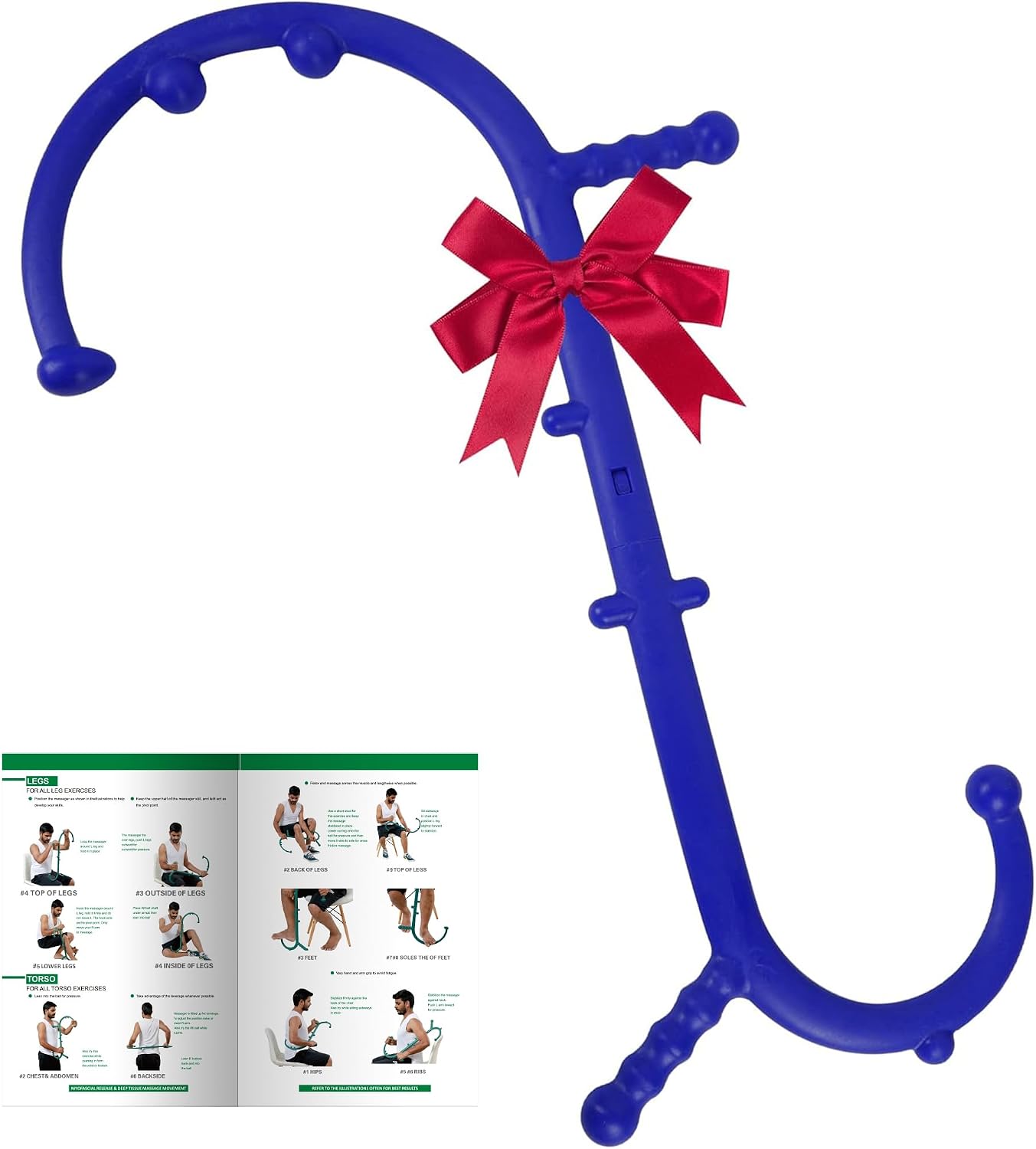 Shrdaepe Massage Trigger Point Cane, Muscle Release Tool Self Massage Hook Cane, Handheld Back, Neck, Shoulder, Leg and Feet Massager Rod, Body Deep Tissue Gifts for Men & Women, Black