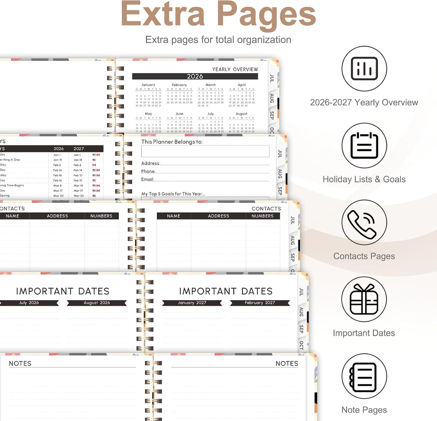 Planner 2026-2027, Weekly and Monthly Calendar Planner, JUL 2026 - JUN 2027 | Academic Year, Daily Agenda Book, A5(6.3'' x 8.5''), Sprial Bound, Inner Pocket, Office School Use