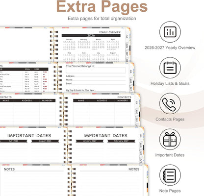 Planner 2026-2027, Weekly and Monthly Calendar Planner, JUL 2026 - JUN 2027 | Academic Year, Daily Agenda Book, A5(6.3'' x 8.5''), Sprial Bound, Inner Pocket, Office School Use
