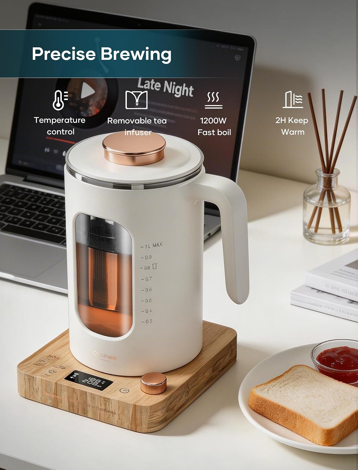 INTASTING Electric Kettle, Electric Tea Kettle with Infuser, 1 Liter