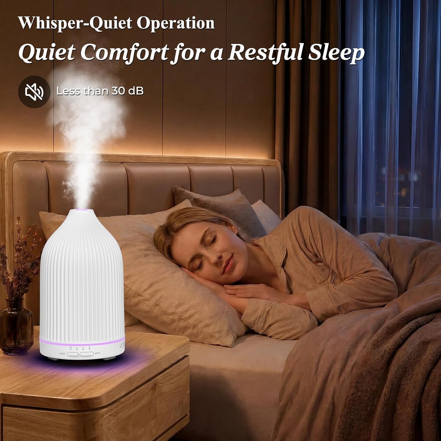 URPOWER 150ML Essential Oil Diffusers for Home, Ultrasonic Aromatherapy Diffuser with 7 Color Changing Lights, Timer & Auto Shut-Off, Scent Diffuser for Bedroom, Office, Yoga