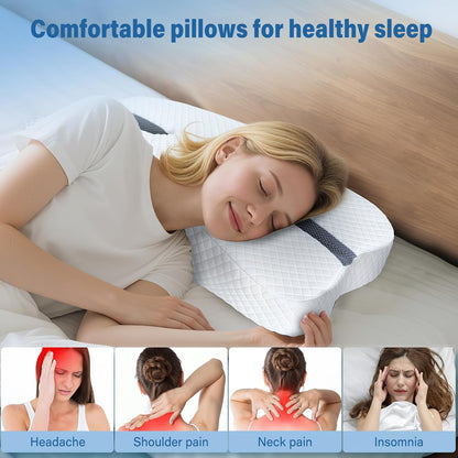 SAHEYER Anti-Snoring Pillow for Side Sleepers, Stop Snore Aid with Memory Foam, Orthopedic Pillow for Sleeper, Snoring Solution and Remedy, Anti-Snore Devices, White
