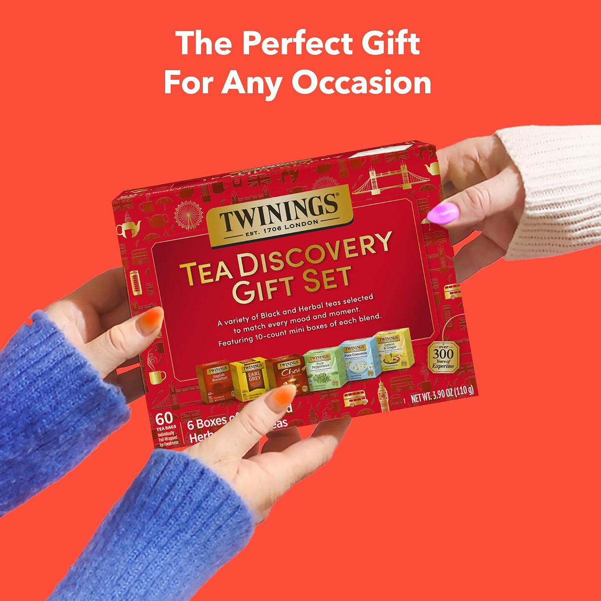 Twinings Tea Discovery Gift Set, Black & Herbal Variety Pack, 6 Mini Boxes