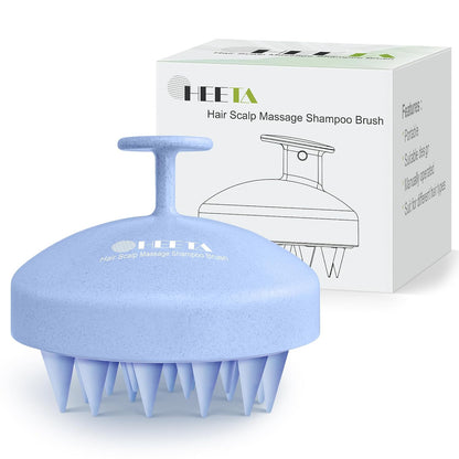 HEETA Scalp Scrubber Shampoo Brush, Scalp Massager Tool for Hair Growth, Soft Silicone Bristles for Dandruff Removal Wet Dry Use Women Men Kids Pet, Fit All Hair Types Care, Green