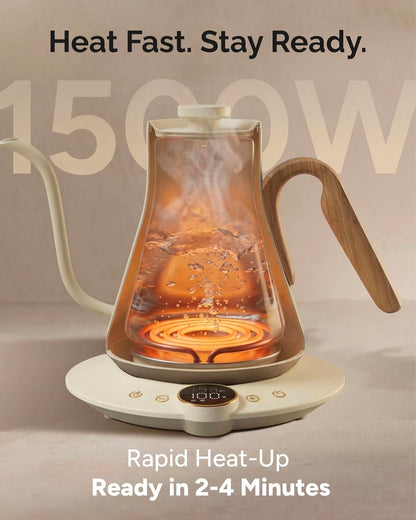 INTASTING Gooseneck Electric Kettle with ±1℉ Temperature Control 0.9 Liter