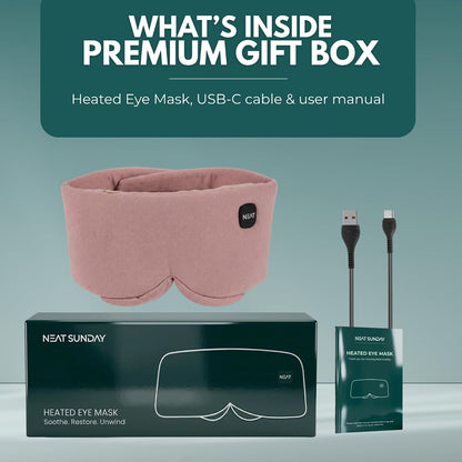 Heated Eye Mask – Cordless Electric Warm Eye Compress for Dry Eyes, Stye & Eye Strain Relief – 4 Heat Settings, Rechargeable, Light-Blocking, Blackout, Washable Cover (Sunset Rose)