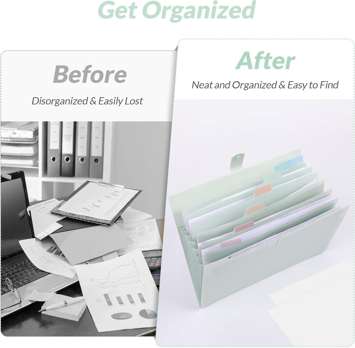 SKYDUE Expanding File Folder, Accordion File Organizer with 8 Pockets, Expandable Document Paper Receipt Holder for School Office Hospital, Letter/A4 Size Pink