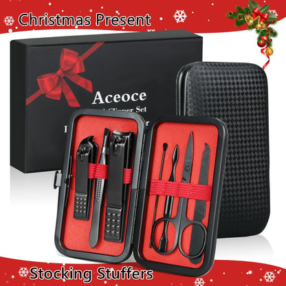 Manicure Set Men Finger and Toe Nail Clippers Set Professional Manicure Pedicure Kit with Travel Case Personal Care Tools Accessories Nail Grooming Kit Gifts for Men Women Father Mother
