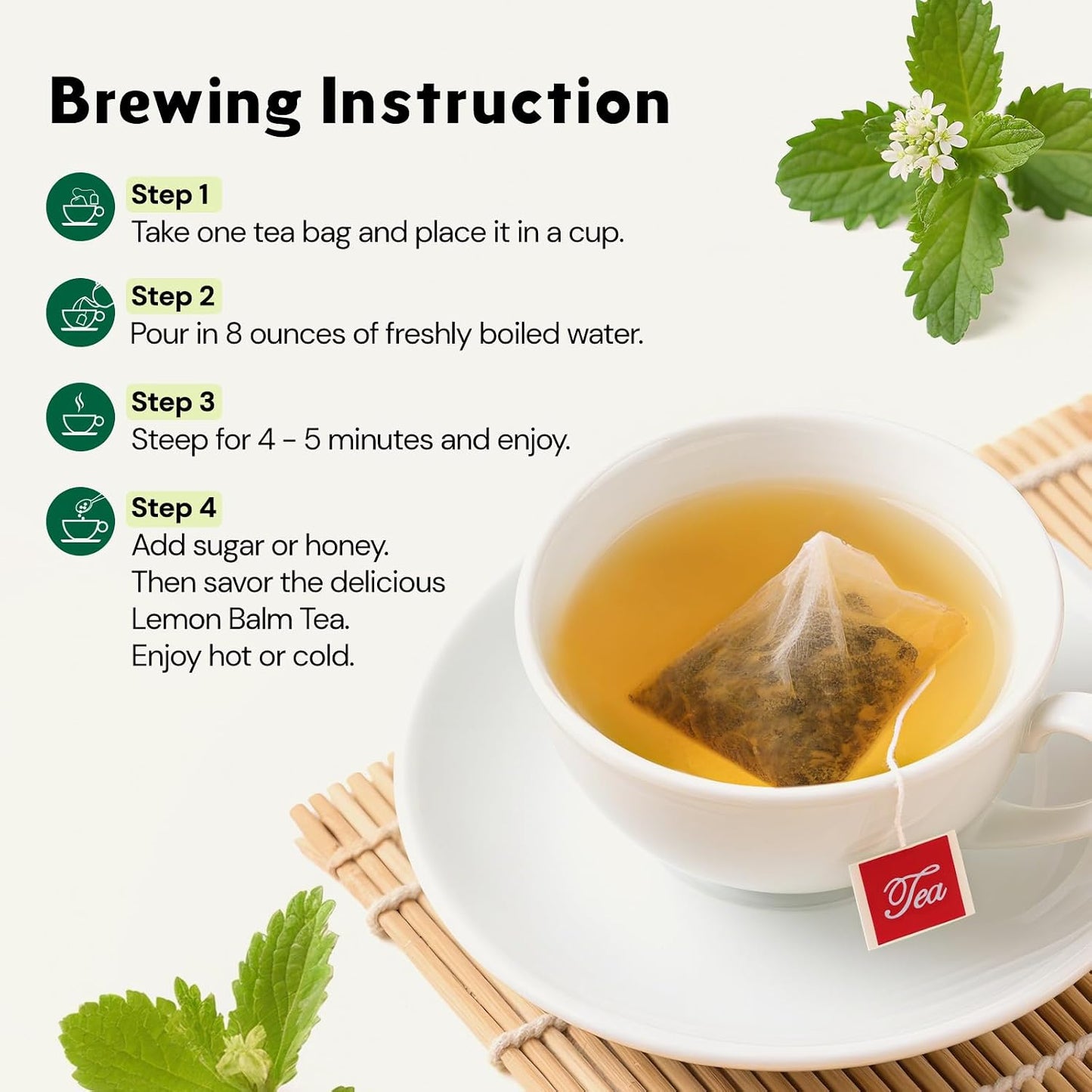Peppermint Tea, 50 Tea Bags - Pure Peppermint Leaves, Caffeine Free Mint Herbal Tea Bags - Supports Healthy Digestion, Wellness & Refreshment (50 Counts, Pack of 1)