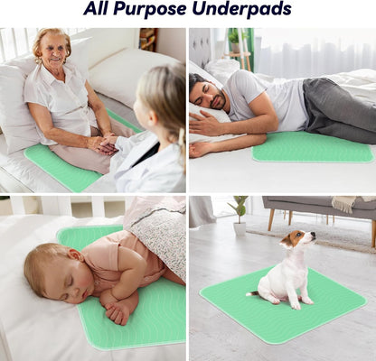 2 Pack 36” x 54” Extra Heavy Absorbency Washable Underpads, Waterproof Nursing Pads Incontinence Bed Pads, Reusable Washable Pee Pads for Dogs, Diaper Changing & Adults, Mattress Protector