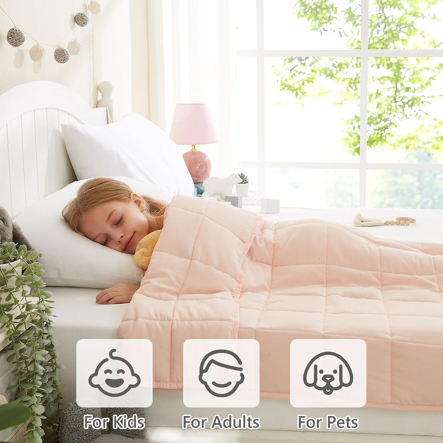 L'AGRATY Weighted Lap Pad 7lb: Small Weighted Blanket for Adults - Cooling Portable Travel Blanket for Relaxation Sleeping - Washable All-Season (29" x 24")