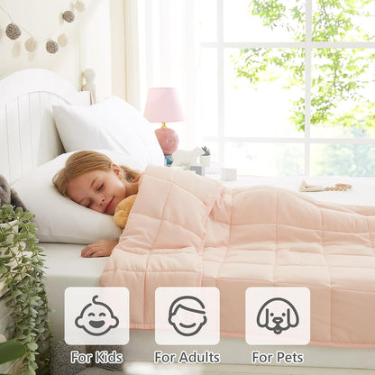 L'AGRATY Weighted Lap Pad 7lb: Small Weighted Blanket for Adults - Cooling Portable Travel Blanket for Relaxation Sleeping - Washable All-Season (29" x 24")