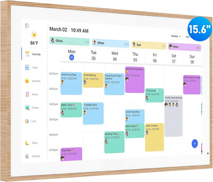 Digital Calendar, 15.6 Inch Wall Planner Electronic Calendar & Chore Chart, Smart Touchscreen Interactive Display for Family Schedules, Great for Organizing Your Routines, Wall & Desk Mountable