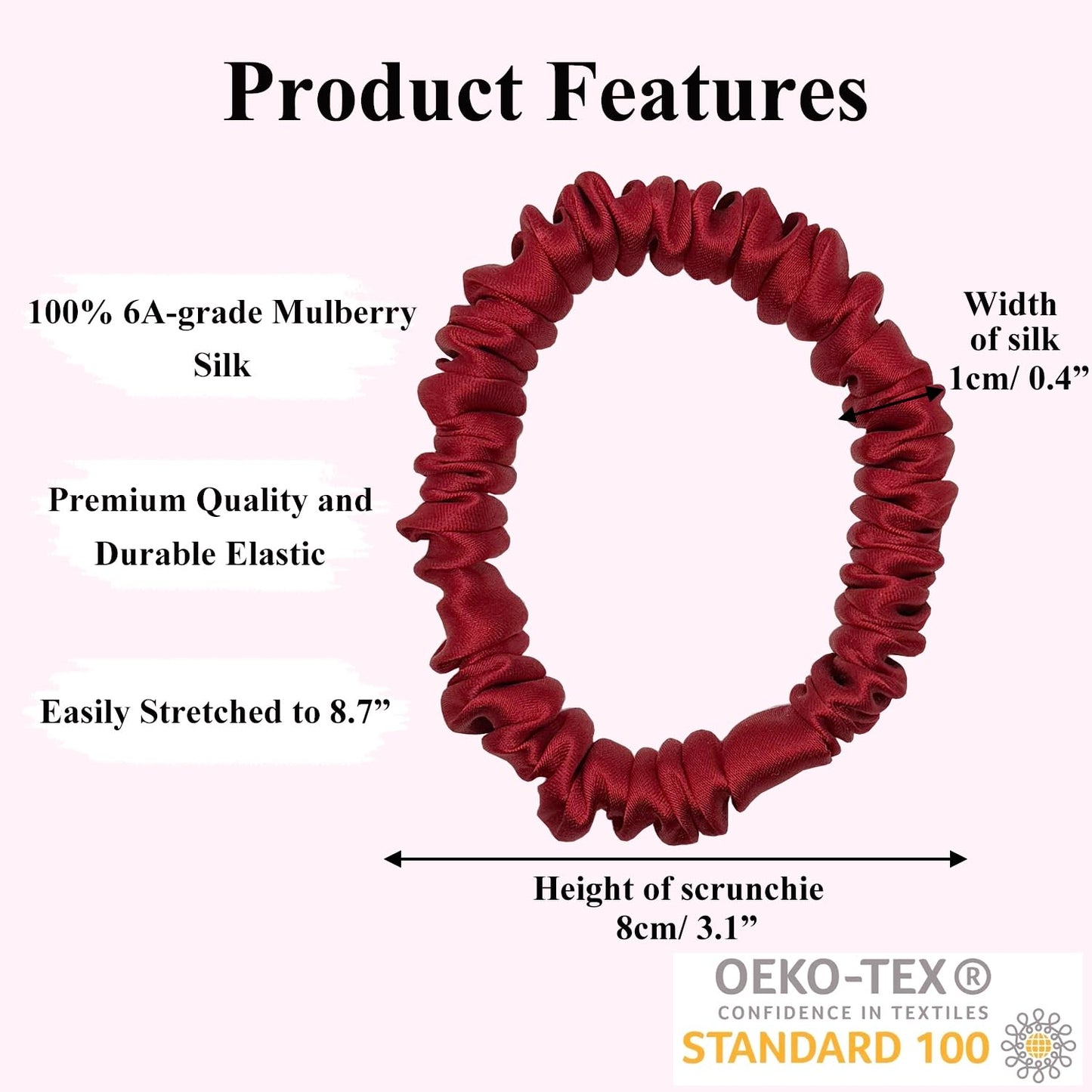 VLOMOT 6 Pcs Set 100% Pure Mulberry Silk Hair Scrunchies - 6 Chic Colors Everyday Skinny Scrunchies Silk Ponytail Holders - No Damage (Purple)