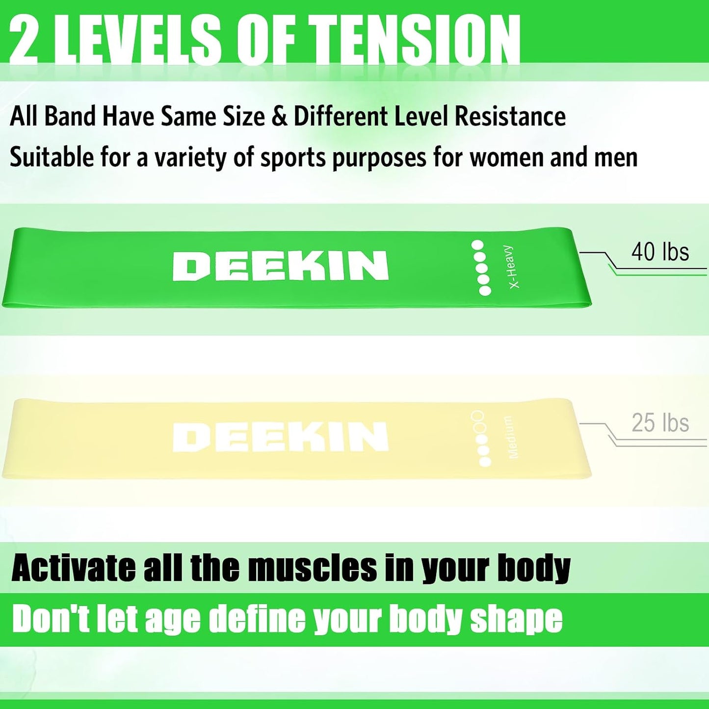 Deekin 20 Pcs Resistance Bands Resistance Loop Exercise Bands Exercise Equipment Elastic Drap Ring for Women and Men Home Fitness, Gym, Yoga