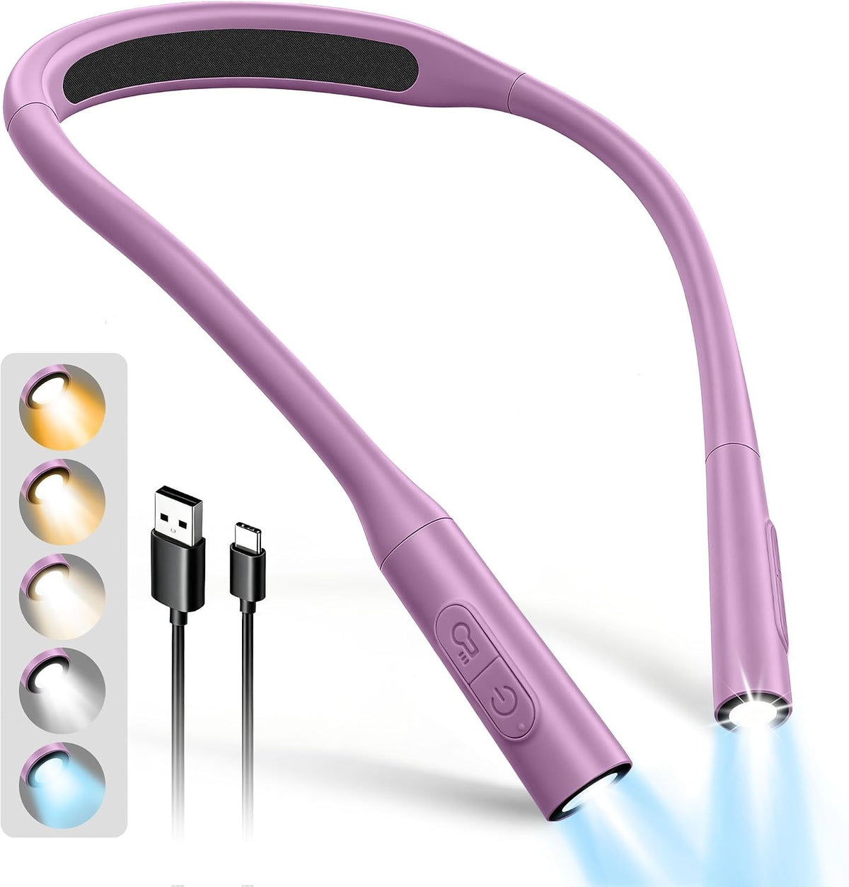 Glocusent Neck Book Light, Rechargeable Neck Lights for Crafts Reading