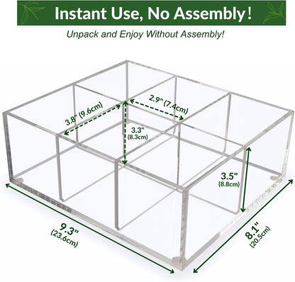 Heavy-Duty Acrylic Tea Bag Organizer, 8-Compartment Storage Box | Perfect Organizer: 8-compartment design keeps tea bags and coffee pods neatly sorted, saving space on your countertop.