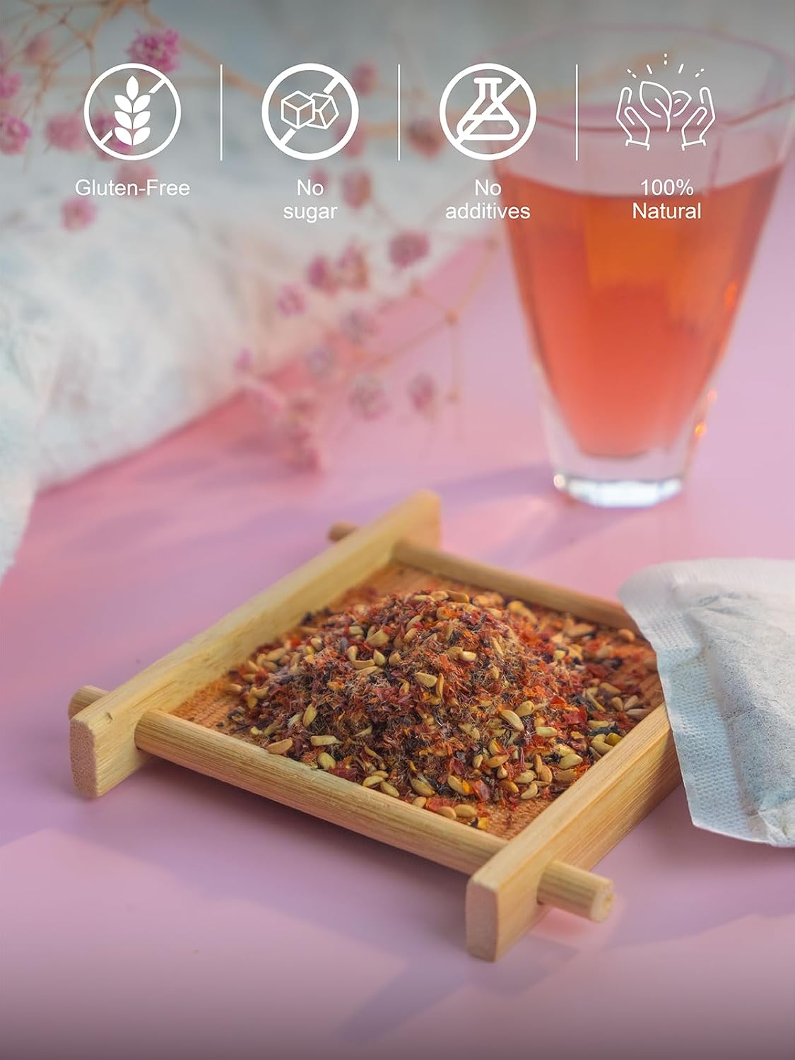 TeeLux Rosehip & Hibiscus Tea Bags, Tart & Fruity Taste, 60 Count