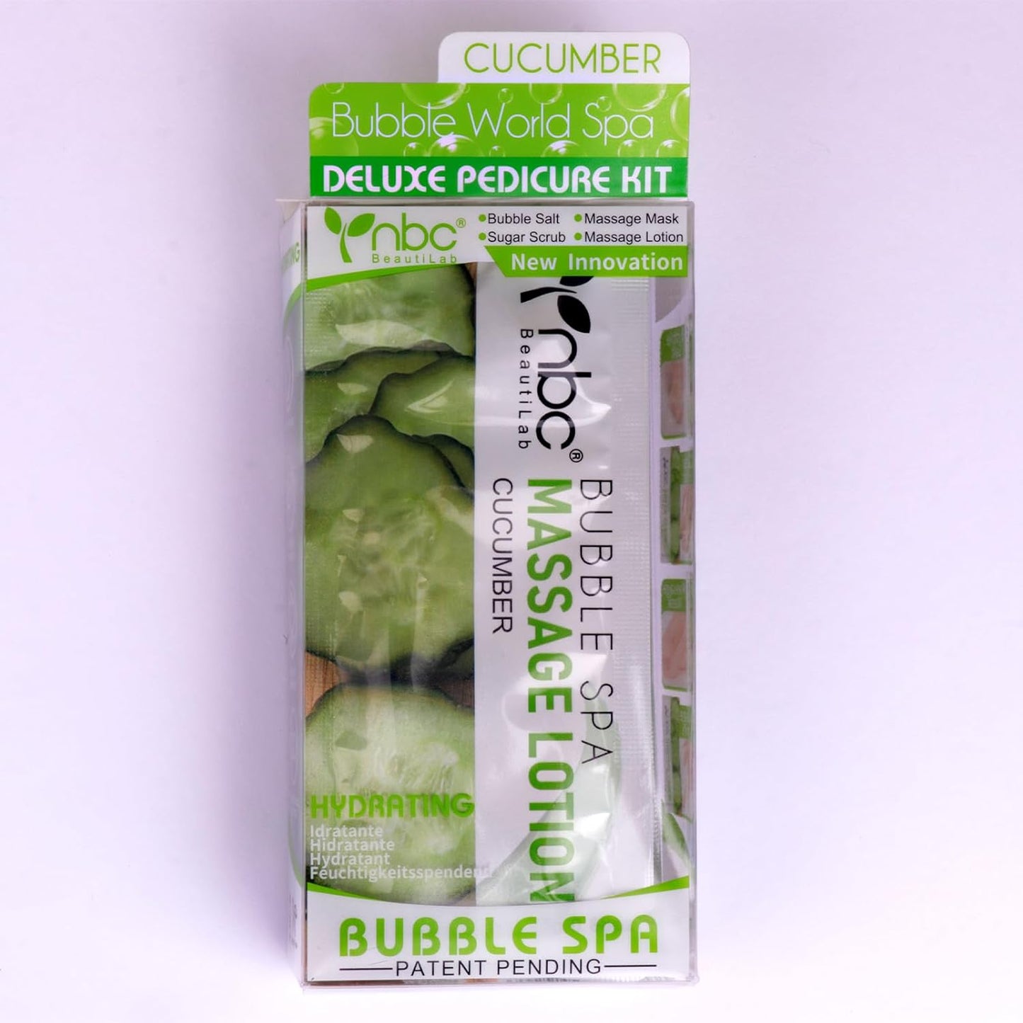 Pedicure Kit Foot Soak Set: Bubble Salt, Sugar Scrub, Massage Mask, Massage Lotion in a Box, 4 Step Foot Spa Kit for Dry Feet, Softens Calluses, Tired Feet（3 Set Lavender) - Colors A