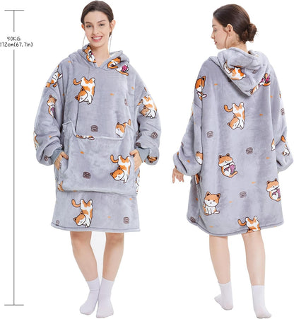 Aemilas Wearable Blanket Hoodie - Warm Sherpa Blanket Sweatshirt as Gifts for Adult Women Mom Men, One Size Fits All