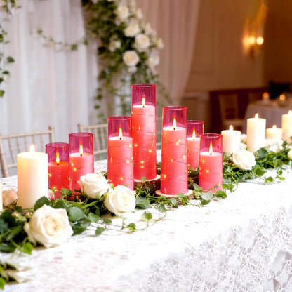 Nimiko Flickering Flameless LED Candles,Battery Operated Candles 24 Pcs with Embedded Star String,Acrylic LED Pillar Candles with Remote,Suitable for Home Decoration to Create an Atmosphere (White)