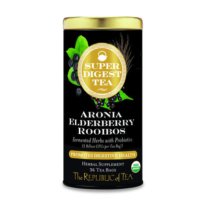 The Republic of Tea Organic Aronia Elderberry Rooibos SuperDigest Tea® | Probiotic Tea Bags (36 count)