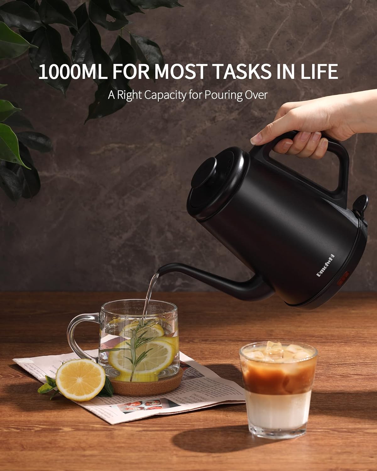DmofwHi Gooseneck Electric Kettle(1.0L), 100% Stainless Steel BPA Free Classic Pour Over Coffee Kettle | Tea Kettle - Green