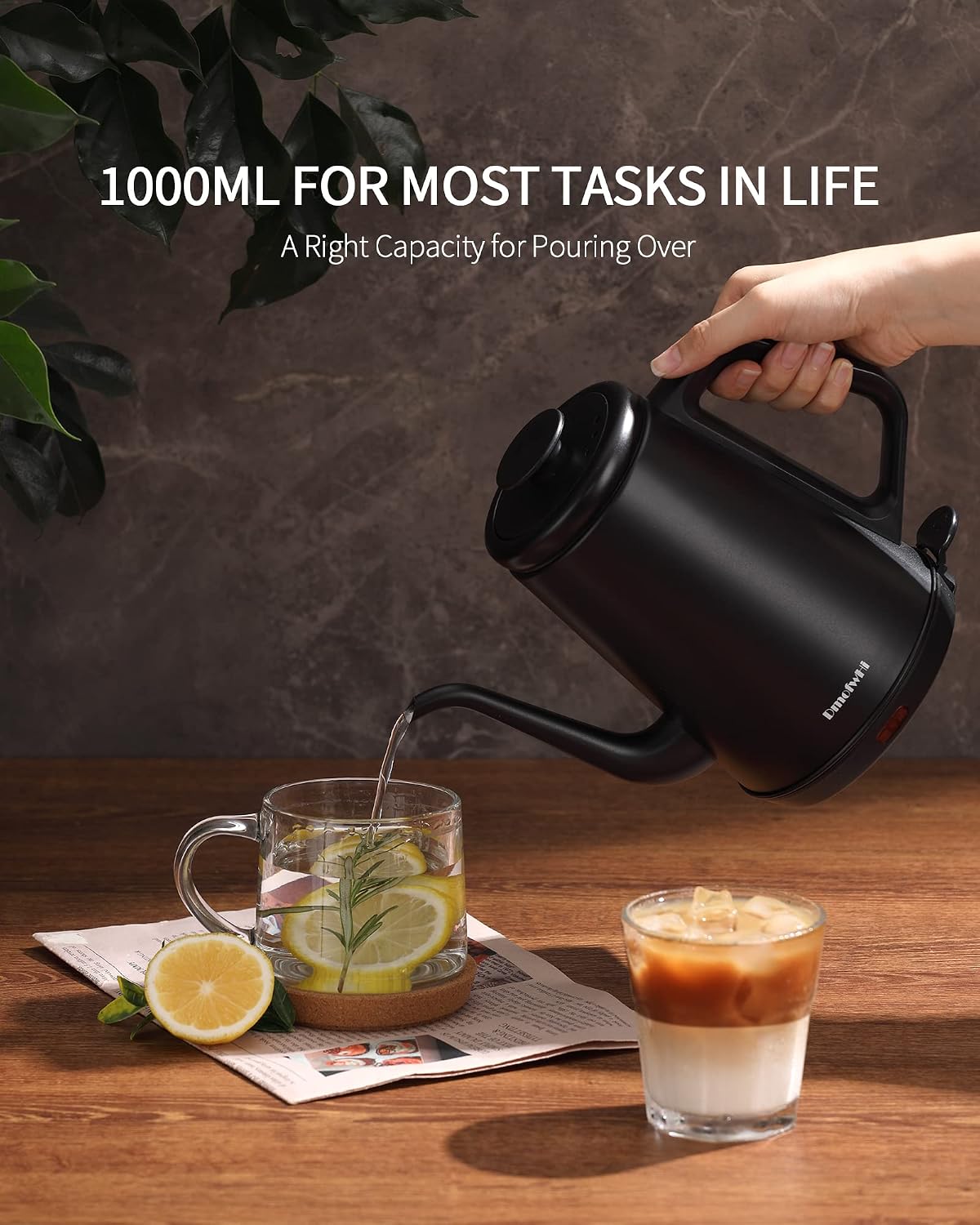 DmofwHi Gooseneck Electric Kettle(1.0L), 100% Stainless Steel BPA Free Classic Pour Over Coffee Kettle | Tea Kettle - Green